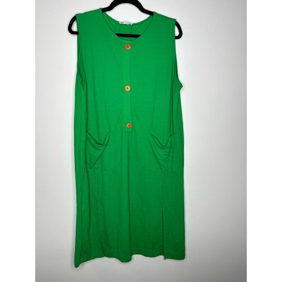 Zara Kelly Green Shift Dress with Buttons - Picture 1 of 5